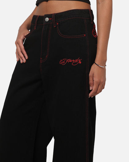 Ed Hardy Skull Rhinestone Jeans Black
