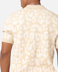 XXIII Puzzle Knit Button Up Shirt Beige/Off White