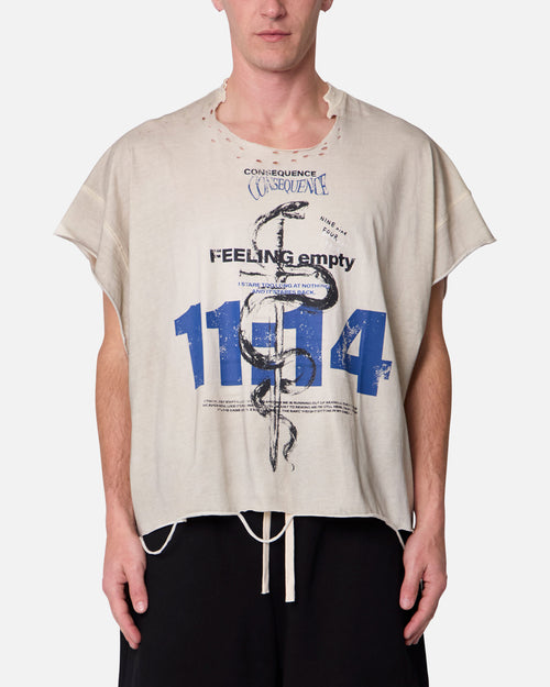MNML Tattered Cut Off T-Shirt Off White