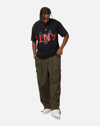 The Anti Order Echo Spray Drop Shoulder T-Shirt Black Acidwash