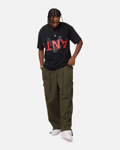 The Anti Order Echo Spray Drop Shoulder T-Shirt Black Acidwash