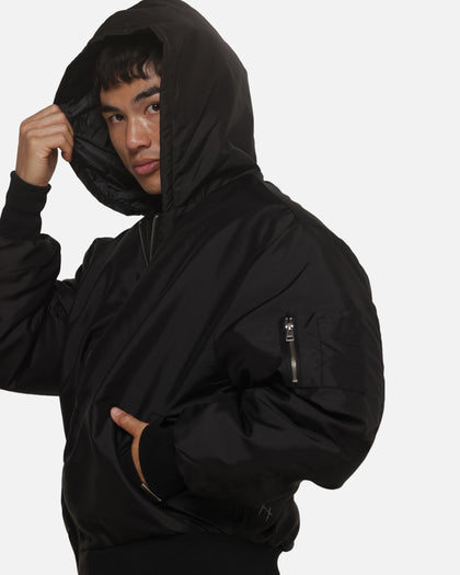 Saint Morta Marked Hooded Bomber Jacket Off Black