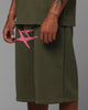 Loiter Hybrid Premium Shorts Olive/Pink