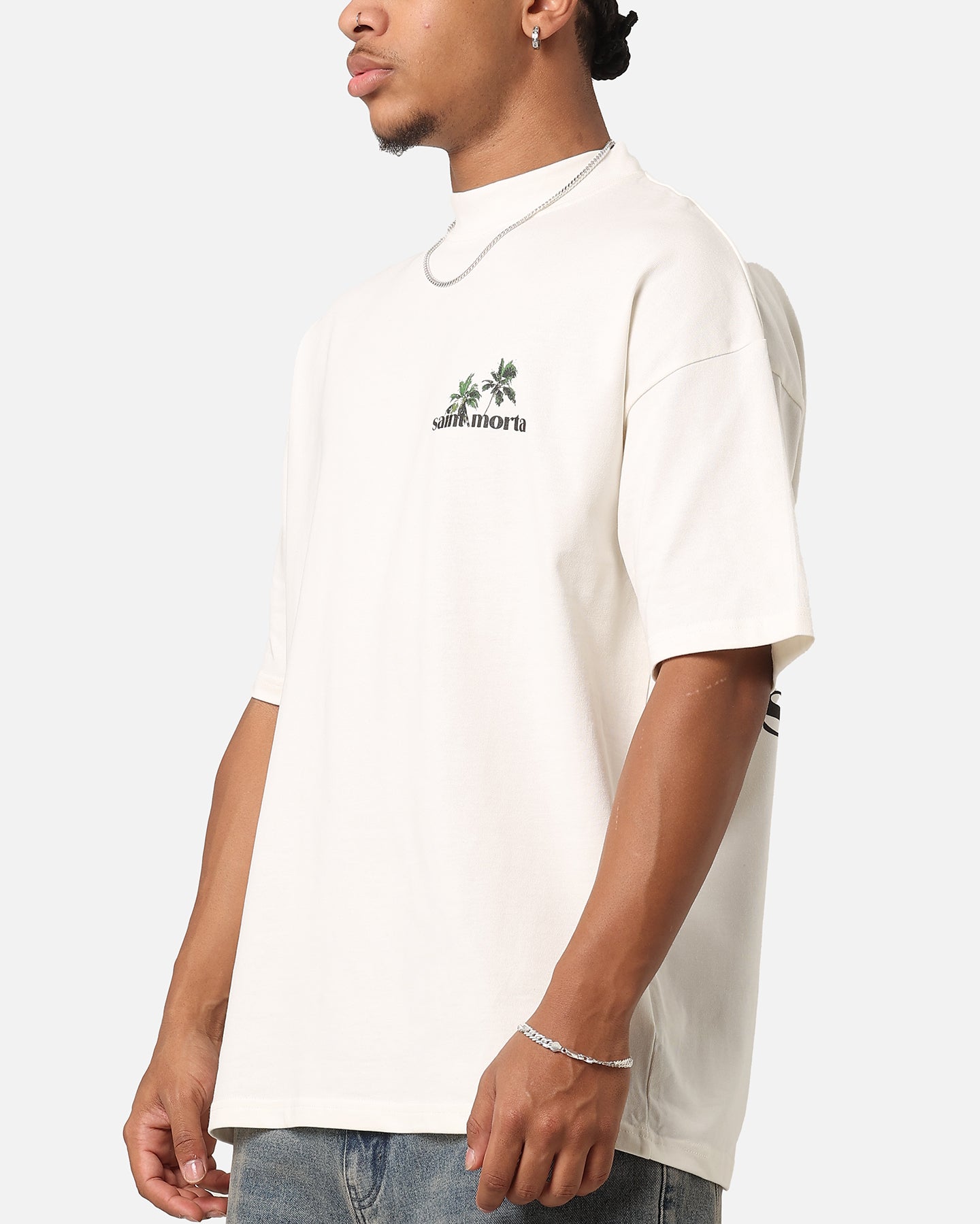 Saint Morta Paradise Mock Neck T-Shirt Off White | Culture Kings US