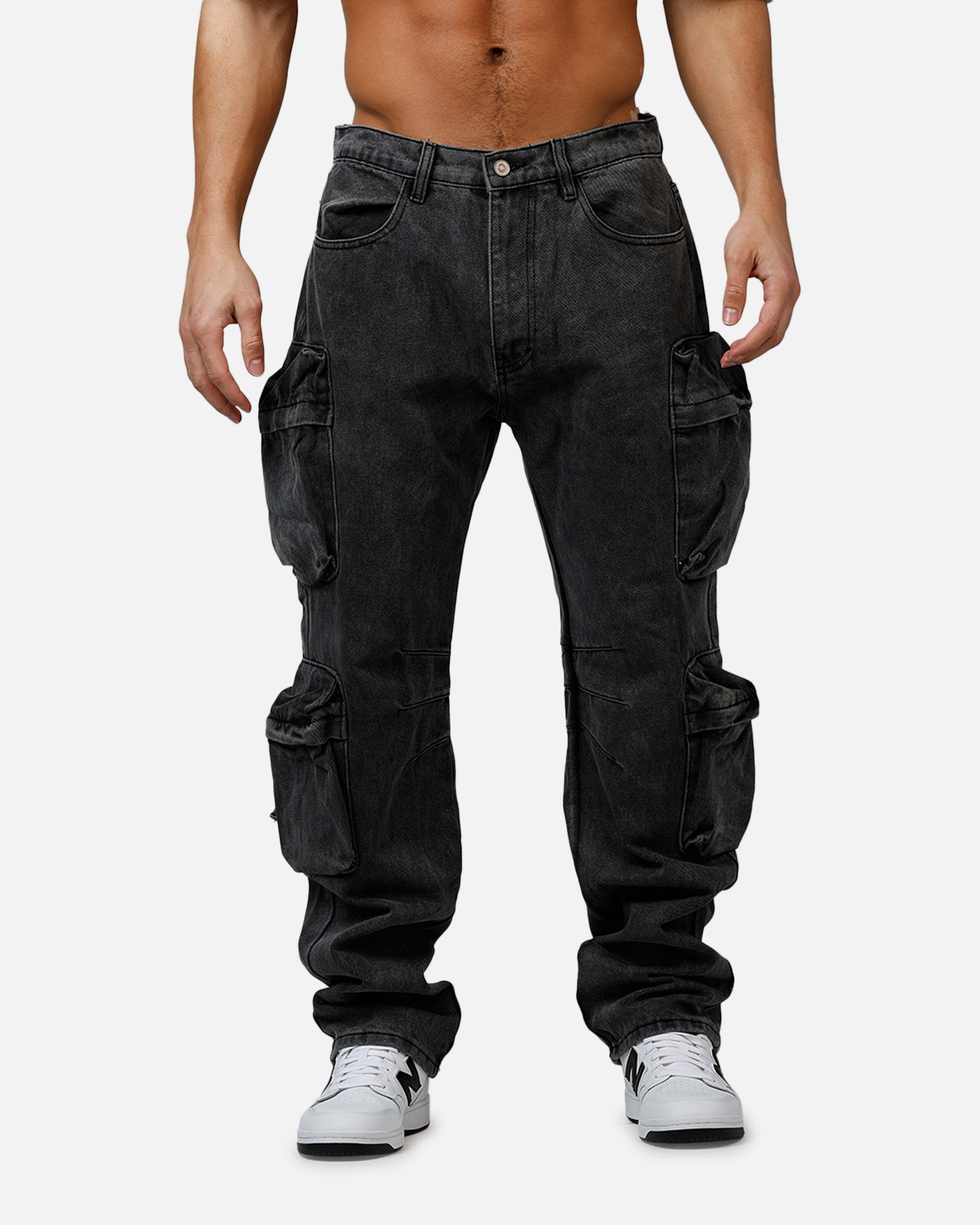 MNML V709 Wide Bellow Cargo Denim Pants Black | Culture Kings US