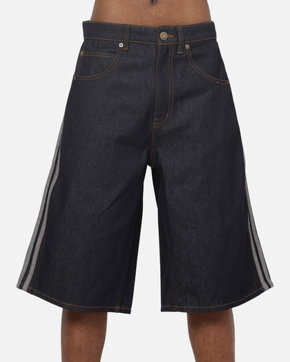 Adidas  Adicolor Jorts Mid-Rise Straight Leg Firebird Shorts Indigo Denim