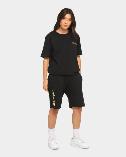 CHAMPION REV WEAVE CUT OFF SCRIPT SHORT BLACK/GOLD