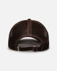 S Double Mid-Block Curved Peak Trucker Strapback Natural