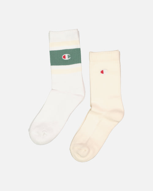 Champion Lifestyle Mixed Crewcut Socks 2 Pack White/Vert Jade