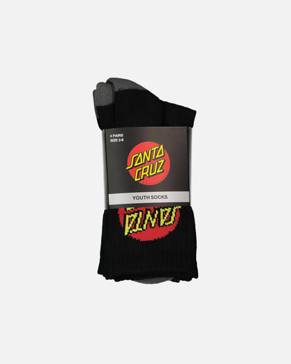 Santa Cruz Kids' Classic Dot Socks 4 Pack Black