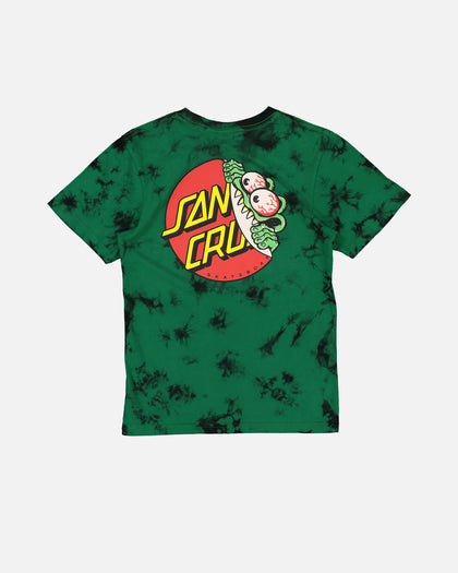 Santa Cruz Kids' Beware Dot Tie Dye T-Shirt Green Tie Dye