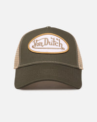 Von Dutch Unisex Trucker Snapback Hat Khaki