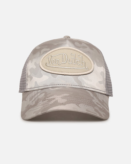 Von Dutch Unisex Trucker Snapback Hat Taupe