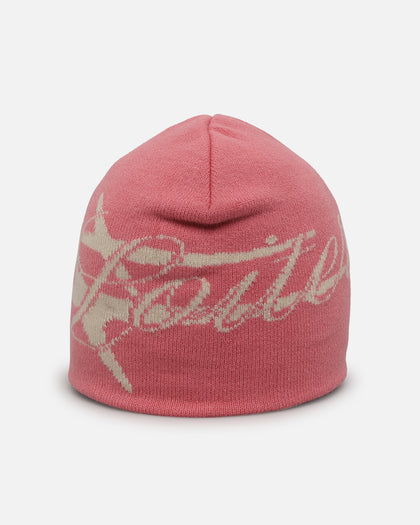 Loiter Hybrid Skull Knit Beanie Pink