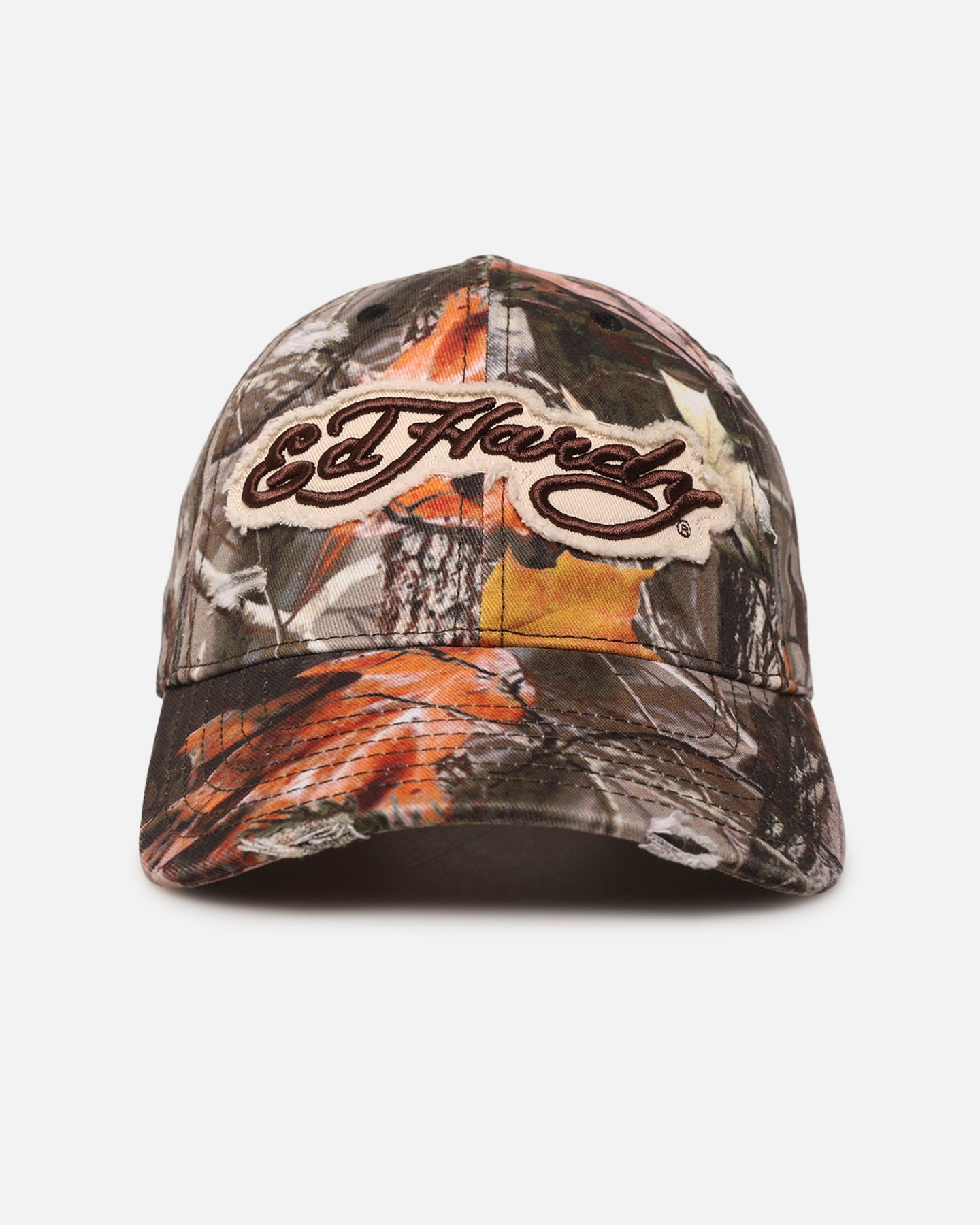Ed Hardy Distressed Strapback Cap Real Tree Camo | Culture Kings US