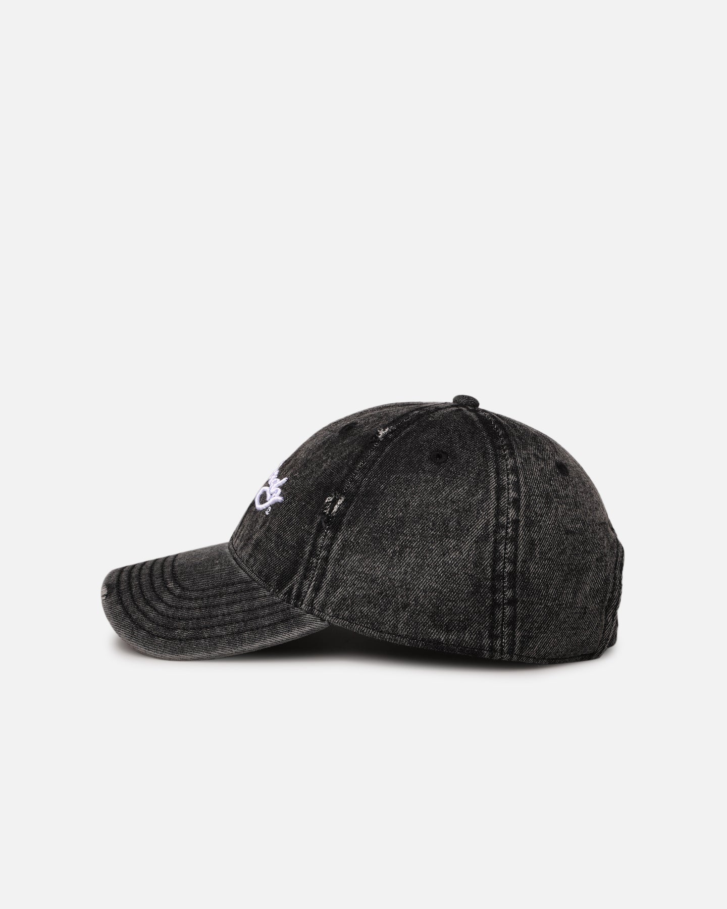 Ed Hardy Distressed Denim Strapback Cap Black Wash | Culture Kings US