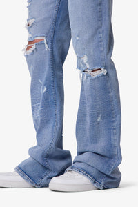 MNML Distressed Super Flare Denim Blue