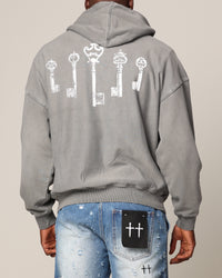 Saint Morta Skeleton Key Hoodie Washed Charcoal