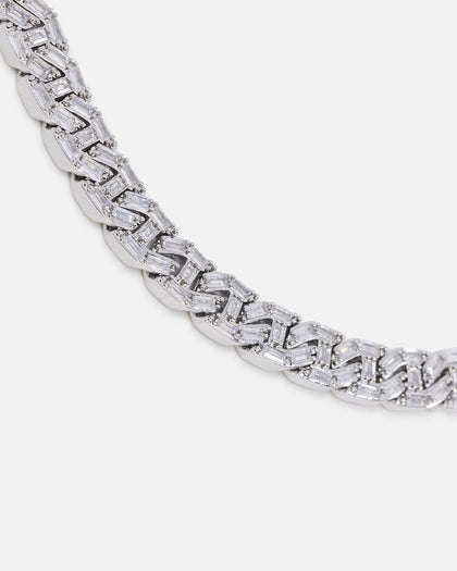 Saint Morta Baguette Interlink Chain Iced White Gold
