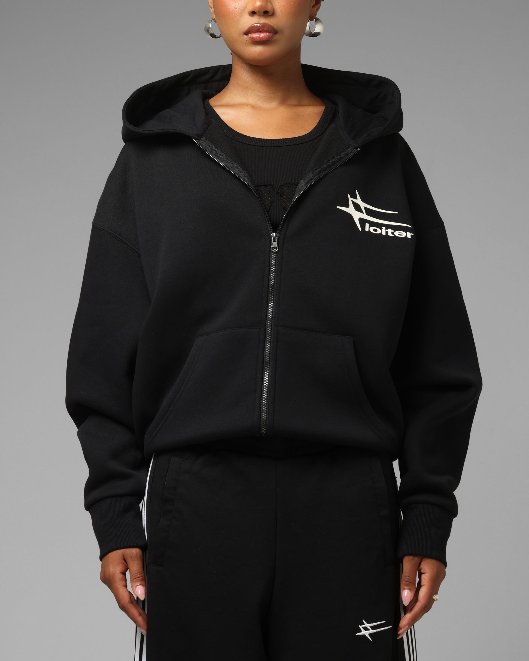 Loiter Ultra Hybrid Zip Hoodie Black/Camo | Culture Kings US
