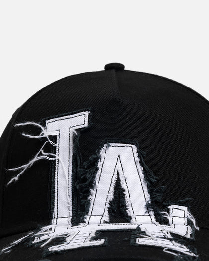 New Era Los Angeles Dodgers 'Applique Distressed' 9FORTY A-Frame Snapback Black/White