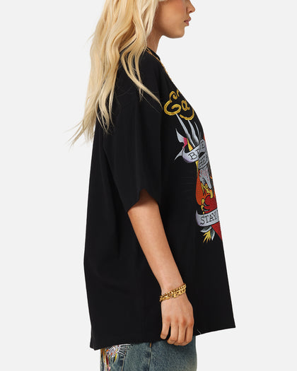 Ed Hardy Stay True Rhinestone T-Shirt Black