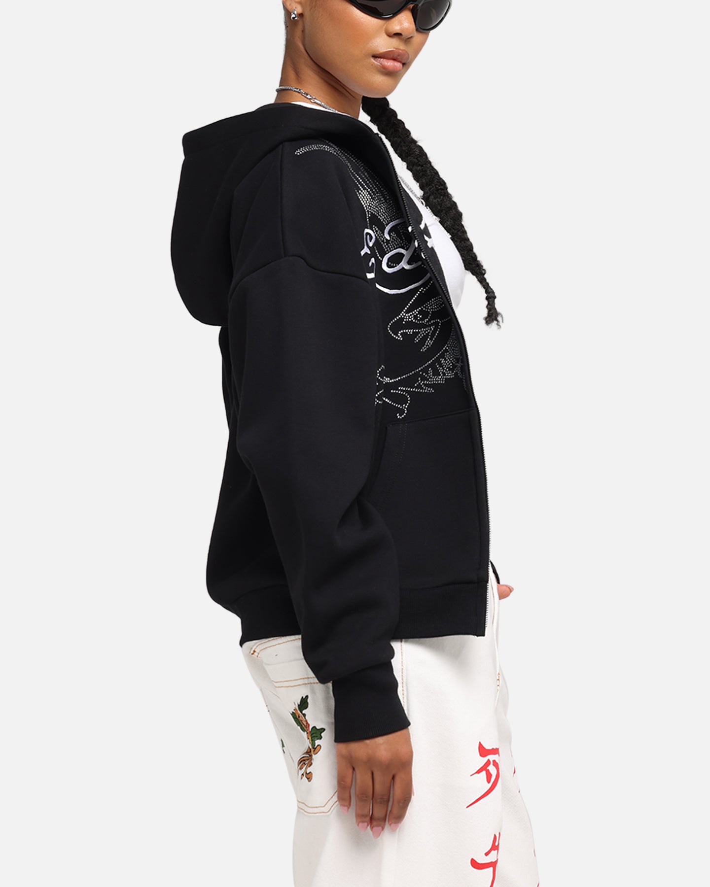 Ed Hardy Eagle Rhinestone Zip Hoodie Black | Culture Kings US