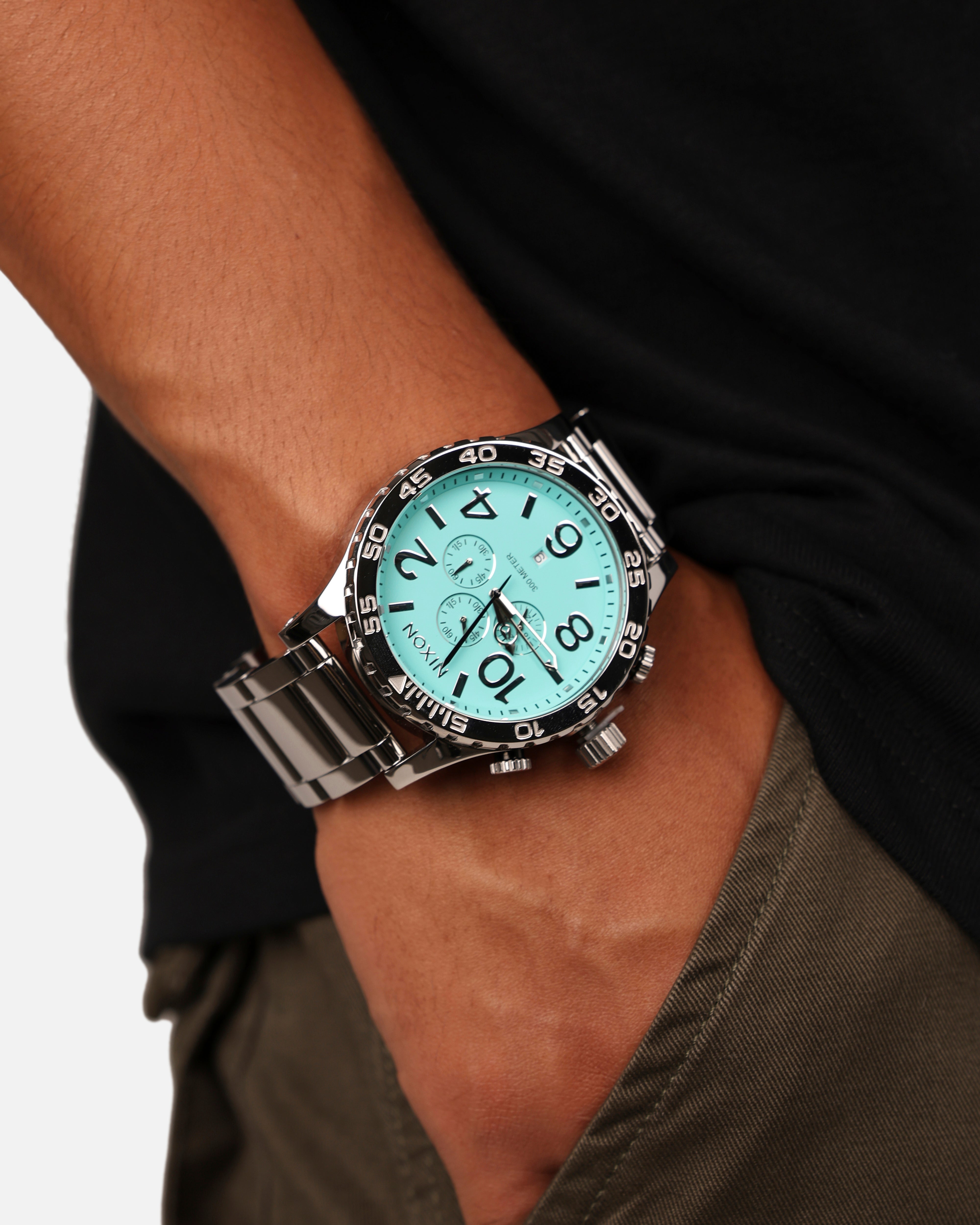 ニクソン NIXON ミントジュレ Nixon X Culture Kings 51-30 Chrono Silver/Turquoise | Culture Kings US