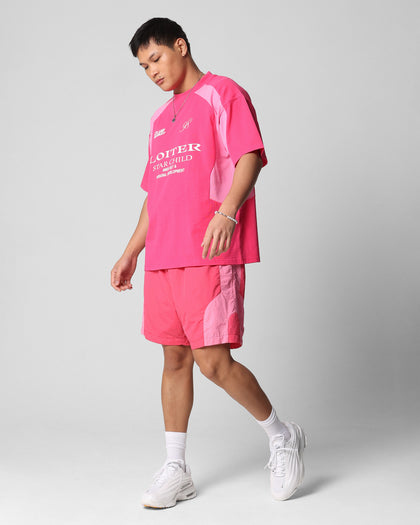 Loiter Subcultural Panel T-Shirt Pink