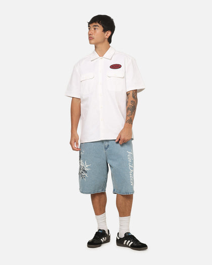 Von Dutch Skull Jean Shorts Mid Blue Denim