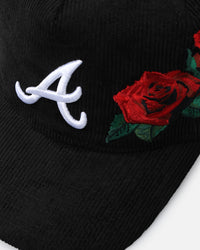 New Era Atlanta Braves 'Corduroy Rose' Pre-Curved Golfer Snapback Black Corduroy/White