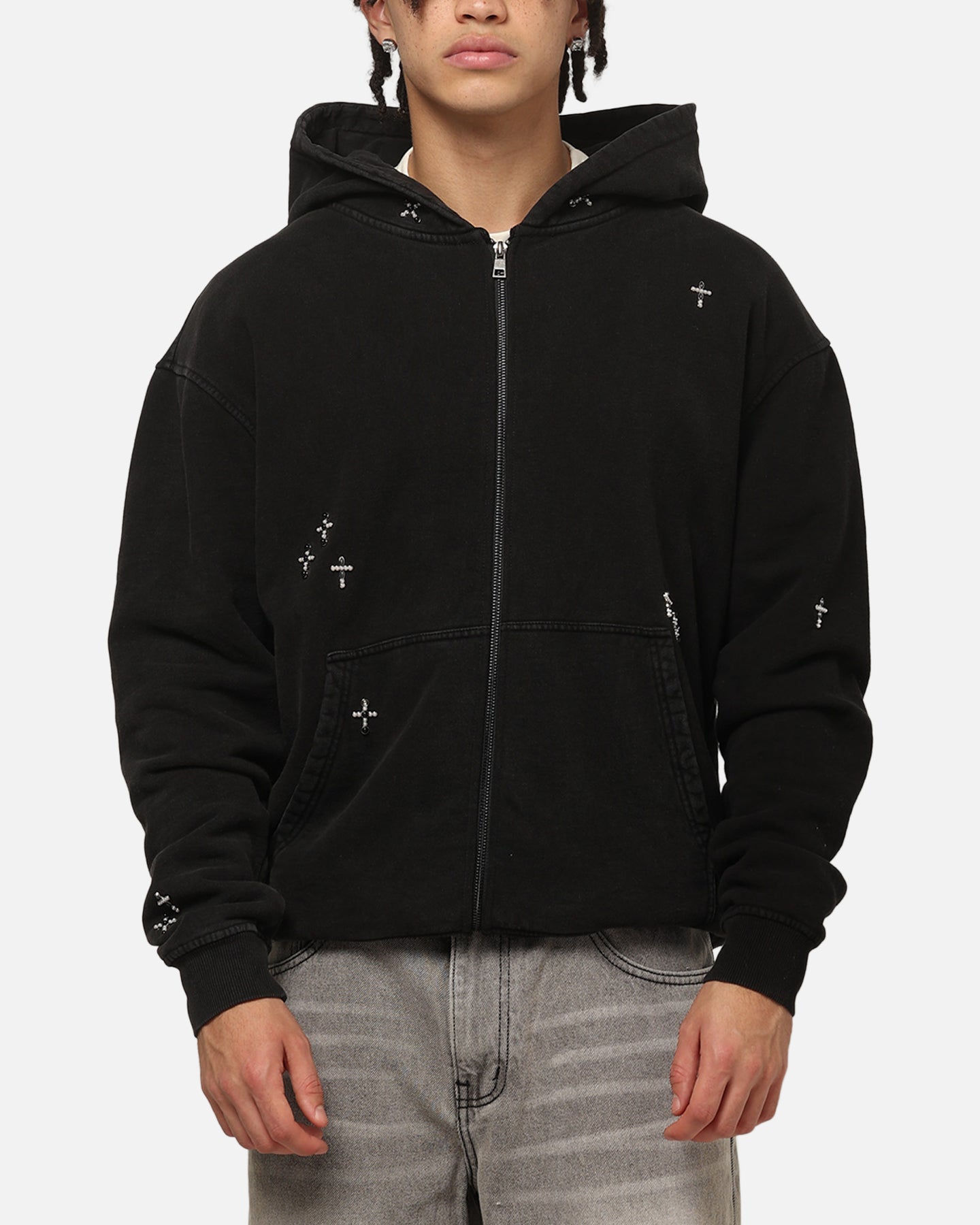 Saint Morta Credo Zip Hoodie Black Wash | Culture Kings US