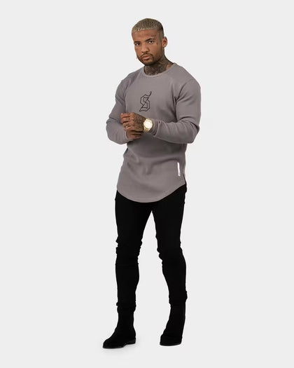 Saint Morta Icon Waffle Long Sleeve T-Shirt Grey/Black