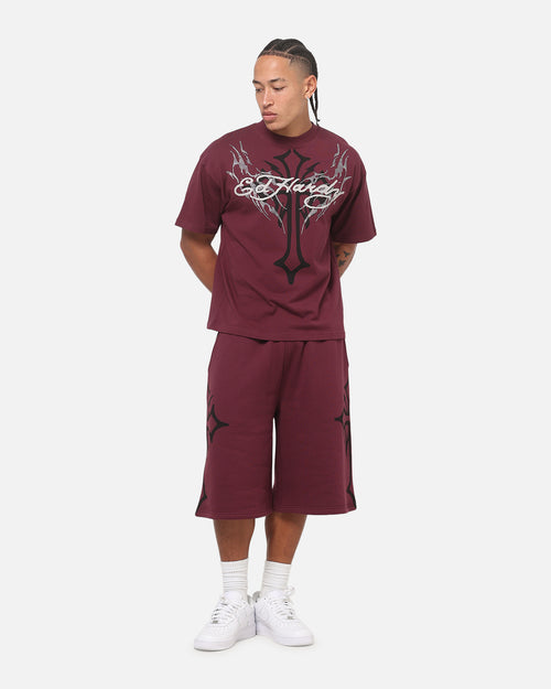 Ed Hardy Trinity Rhinestone T-Shirt Plum