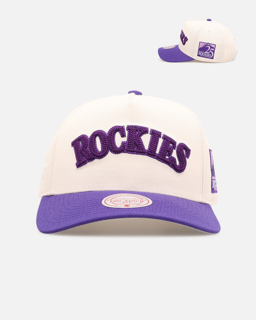 Mitchell & Ness Colorado Rockies 'Chainstitch Wordmark' Pro Pinch Snapback Purple