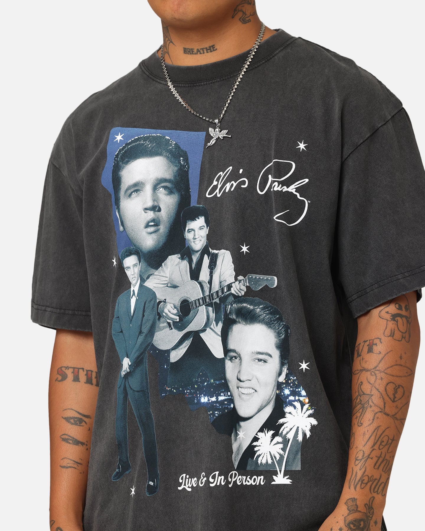ID Supply Elvis Presley Live In LA T-Shirt Washed Black | Culture