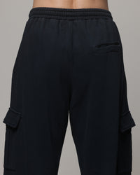 American Thrift Cargo Wide Leg Track Pants Washed Black