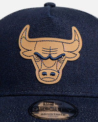 New Era Chicago Bulls 'Denim Leather Patch' 9FORTY A-Frame Snapback Denim