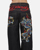 Ed Hardy Dragon Ultra Wide Leg Jeans Indigo Denim
