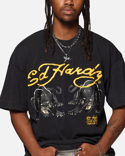 Ed Hardy Pypu Panther T-Shirt Black Acidwash