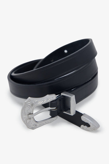 MNML Slim Western Belt Black