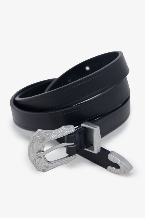MNML Slim Western Belt Black