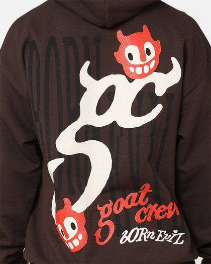 Goat Crew Born Evil Hoodie Brown
