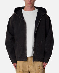 MNML Seamed Zip Up Hoodie Washed Black