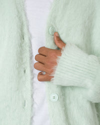 MNML Fuzzy Cardigan Sweater Mint