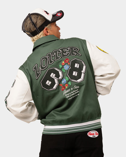 Loiter Flaws Varsity Jacket Green/Off White