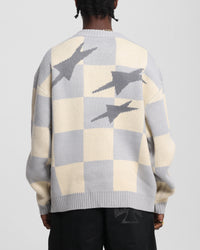 Loiter Checker Knit Sweater Grey/Off White