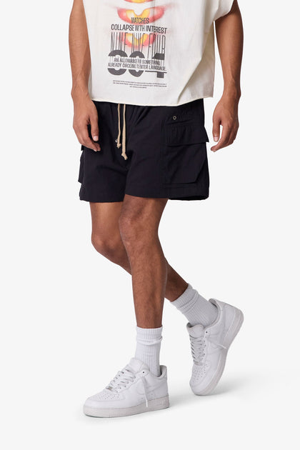 MNML Mesh Mud Cargo Shorts Black