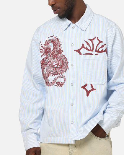 ed hardy dress shirt Euro Button Up Blue Pinstripe Champagne Pink Quinceanera Sparkly With a button down Sewing_Pattern Color:Purple Cream