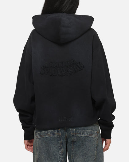 73Studio Marvel Spider-Man Battle Torn Zip Hoodie Washed Black